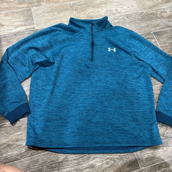 UNDER ARMOUR Fleece Quarter Zip Sweatshirt Sz L Blue Topaz Sweater Athletic - Picture 4 of 9